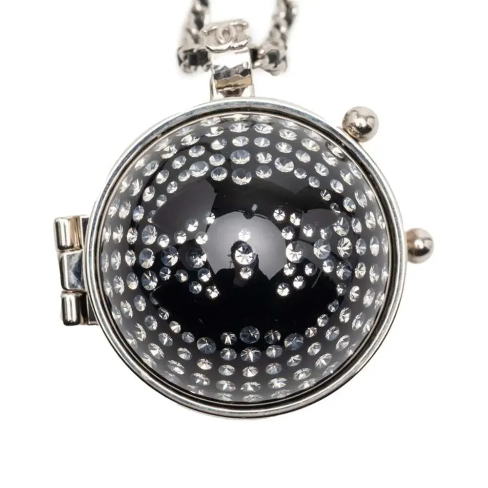 Chanel Cc Logo Pendant Necklace Silver- #249964C17B